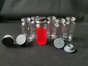 10ml, 20mm Clear Vials + Blk Caps Crimp Top Glass HPLC Beveled Edge Top (50pcs)