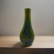Alexander Kalifano Vase Vintage Blue Green Boho Art Glass Vase 16” with Label