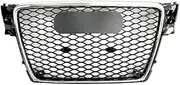 Compatible For Audi RS4 Style Front Bumper Grille For A4/S4 B8 (2009-2012) Car Accessories(Dark Grey)