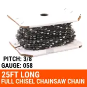 25ft Roll of Chainsaw Chain 3/8 058 FULL Chisel Fit Husqvarna ECHO more