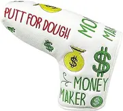 [Foretra] Putt for Dough - Money Maker White Golf Putter Headcover Quality PU Leather Magnetic Closure for Blade Style Putters Scotty Cameron Odyssey Taylormade Ping