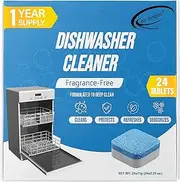 Air Jungles Dishwasher Cleaner Tablets 24 Count, Fragrance Free, Deep Cleaning Descaler Pods, Clean Dishwasher Machine, Remove Limescale, Hard Water, Calcium, Odor, 12 Month Supply