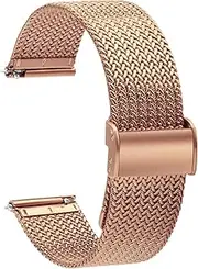 [TStrap] Mesh Watch Strap Metal - Quick Release Watch Straps for Men Women - Stainless Steel Milanses Smart Watch Bracelet - Ladies Replacement Band Black - 16mm 18mm 20mm 22mm