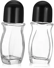 LOORGVEL 2x Mini Travel Toiletries Bottles 50ml Glass Roller Ball Bottles for Cosmetics Oils Refillable Essential Oil Holders