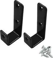 Auvotuis 2Pcs Black Bunk Bed Ladder Hooks Brackets Inside 1" Kids Bunk Bed Replacement Hardware PVC Iron Angled Hooks Ladder for Loft Bed