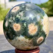 212G Natural Colorful ocean jasperquartz geode crystal sphere ball healing