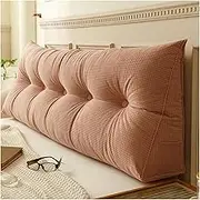 Wedge Pillow Headboard,Large Triangle Cushion Reading Support Pillow with Side Pocket,Versatile Backrest Positioning Support Bolster Cushion for Sitting in Bed(Pink,150 * 50 * 20cm)