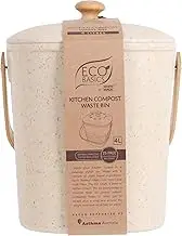 White Magic Eco Basics Compost Kitchen Bin, 4 Litre Capacity (Pebble) - Countertop Compost Bin for Kitchen Food Scraps - Comes with Bonus 25 compostable bin Liners