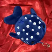 NEW ROYAL BLUE PLUSH SHARK WHALE COIN PURSE POUCH ZIP KEYCHAIN NIP