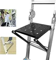 Work Platform, Utility Platform with Telescopic Ladder, Work for Ladders, Tools, Work Shelf, for All Ladders, Holds 180 kg, Black