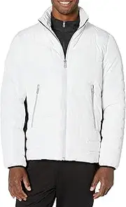 [Kenneth Cole] Men's Reflective Zipper Tape Puffer Memory Fabric Jacket