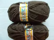 Kermesse wool blend yarn, brown, lot of 2, France