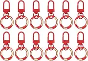 uxcell 12 Pcs Lobster Claw Clasp, Colorful Metal Keychain Clasp Swivel Hooks with Spring Key Rings Trigger Clips for Bag Door Key Chains DIY Craft Jewelry Making, Donut Red