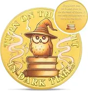 Gold Owl Inspiration Coin - Turn On The Light in Dark Times Challenge Coin - Faith and Strength Incentive Awards Medallion Pocket Token - Lucky Collectible Office Commemorative Gifts