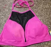 BONGO Women's Large Bikini Top Only Pink & Black Mesh Front New with Tags