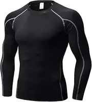 [Queerier] Men's Compression Shirts Long Sleeve Athletic T Shirt Workout Cool Dry Running Tops Gym Undershirts Baselayers 1/2 Pack
