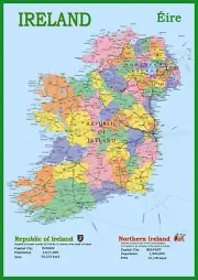 Ireland County Laminated Wall Map A2 49 x 59.4cm