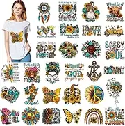 30 Pcs Western Cowboy Iron on Transfers Cute Patches Decals Flower Appliques for T Shirts Heat Transfer Sticker Clothes Bag Pillow Covers DIY Decorations,YUI-Janmini-96