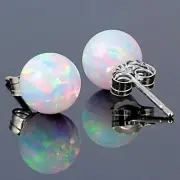 Wish Hotselling Natural Stone Stud Earring White Round Opal Stud Earring