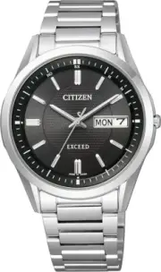Citizen Exceed AT6030-51E Eco-Drive Analog Solar Watch Men Titanium Silver Black