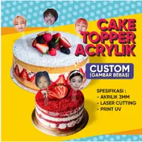 在飛比找蝦皮購物優惠-定制亞克力蛋糕裝飾生日蛋糕裝飾圖片或照片免費麵包塞