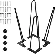 Ironalita 18 Inch Hairpin Legs for Furniture Set of 4, Heavy Duty Industrial Metal Table Legs with 3/8" Black Solid Iron, DIY Hair Pin Legs for Coffee Table, Bench, End Table with 4 Floor Protectors