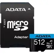 ADATA MicroSD Card, 512GB, MicroSDXC, Class 10, UHS-I U1 Standard, Blue