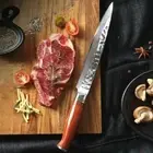 Slicing Chef Knife 73 Layers Japanese Damascus Steel Wood Handle Hammered Cut 8"