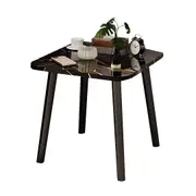 SOGA 40cm Black Stone-Patterned Table Stone Pattern Compact Modern Design with Black Metal Legs