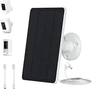 Upgrade 5W Solar Panel for Ring Camera, Compatible with Ring Spotlight Cam(Battery), Stick Up Cam Battery, with 9.8ft Cable, Barrel DC Port, Micro USB and USB-C(Not for Spotlight Plus/Pro) 1 Pack