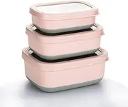 Lille Home Premium Stainless Steel Food Containers/Bento Lunch Box with Anti-Slip Exterior, Set of 3, 470ML, 900ML,1.4L, Leakproof, BPA Free, Portion Control
