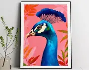 Peacock Illustration Jungle Tropical Art Illustration Bohemian Wall Art Animal