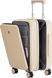 [Hanke] 20 Inch Carry On Luggage Lightweight PC Hard Shell Suitcases with Wheels Upright Front Opening Luggage Travel Suitcase Women Men(Cuban Sand)