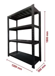 1.2m L×1.8m H×0.5m D Heavy Duty Shelving Garage Warehouse Storage Metal Rack