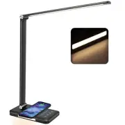 JOSTIC LED Desk Lamp with Night Light Fast Wireless Charger USB Charging Port...