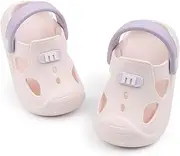 [Casazoe] Toddler Boys Girls Cute Garden Water Clogs Sandals Slip On Shoes Slipper Slides Lightweight Outdoor Summer Infant Children Beach Pool Shoes, A1/Pink, 5 Toddler