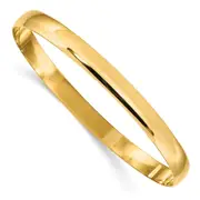 14k Yellow Gold 6mm Solid Polished Half-Round Slip-On Bangle