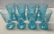 Bormioli Rocco Romantic Stemware Light Blue Set Of 8 NWT