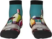 [YANYU] Cocktail Glasses And Wine Bottless Print Workout Everyday Socks For Men And Women All Seasons Comfortable Adult Socks