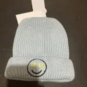 make merry nordstrom Light Blue winter hat smiley face
