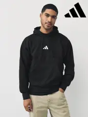 adidas Black Essentials Feelcozy Fleece Hoodie (E37759) | $88