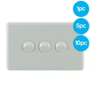 3 Gang Triple Wall Light Switch 16A Mechs White AS/NZS Approved