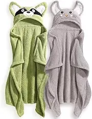 WODHOY Toddler Bath Towel Hooded Kids Towels Bath Towels for Boy Girl 0-5 Years, 2-Pack Soft & Absorbent Kids Hooded Bath Towels for Toddlers 1-3, Baby Bath Towels with Hood Large 50'' x 32'' Thick