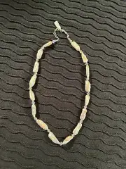 Baroque Stick Pearl and Crystal Necklace with Sterling Silver Chain Clasp