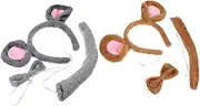 Sosoport 2 Set Adorable Mouse Ears Headband for Women Plush Rat Costume Bow Tie Cute Animal Headband for Halloween Party Comfortable Rat Tail