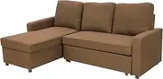 [Sarantino] Rochelle Fabric Pull-Out Sofa Bed Lounge Suite with Reversible Chaise and Storage - Brown