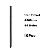 10 x Star Picket Steel Post 1800mm, Black Y Post