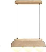 Solid Wood Lamp Body Natural Stone Lampshade Pendent Light Small Rustic Pendant Lamp(3 Head)