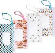 4 Pack Reusable Wipes Pouch Portable Wipes Dispenser Refillable Wipes Container Lightweight Travel Wipes Case Baby Wipes Holder for Diaper Bag