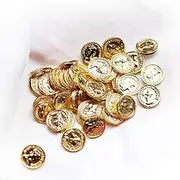 picocosmxiruo Gold Coins 25 Pk Miniature 1:6 Scale Gold, Silver Zinc Alloy Doubloon - St Patrick Leprechaun, Pirate Treasure, Dollhouse Money (Gold)